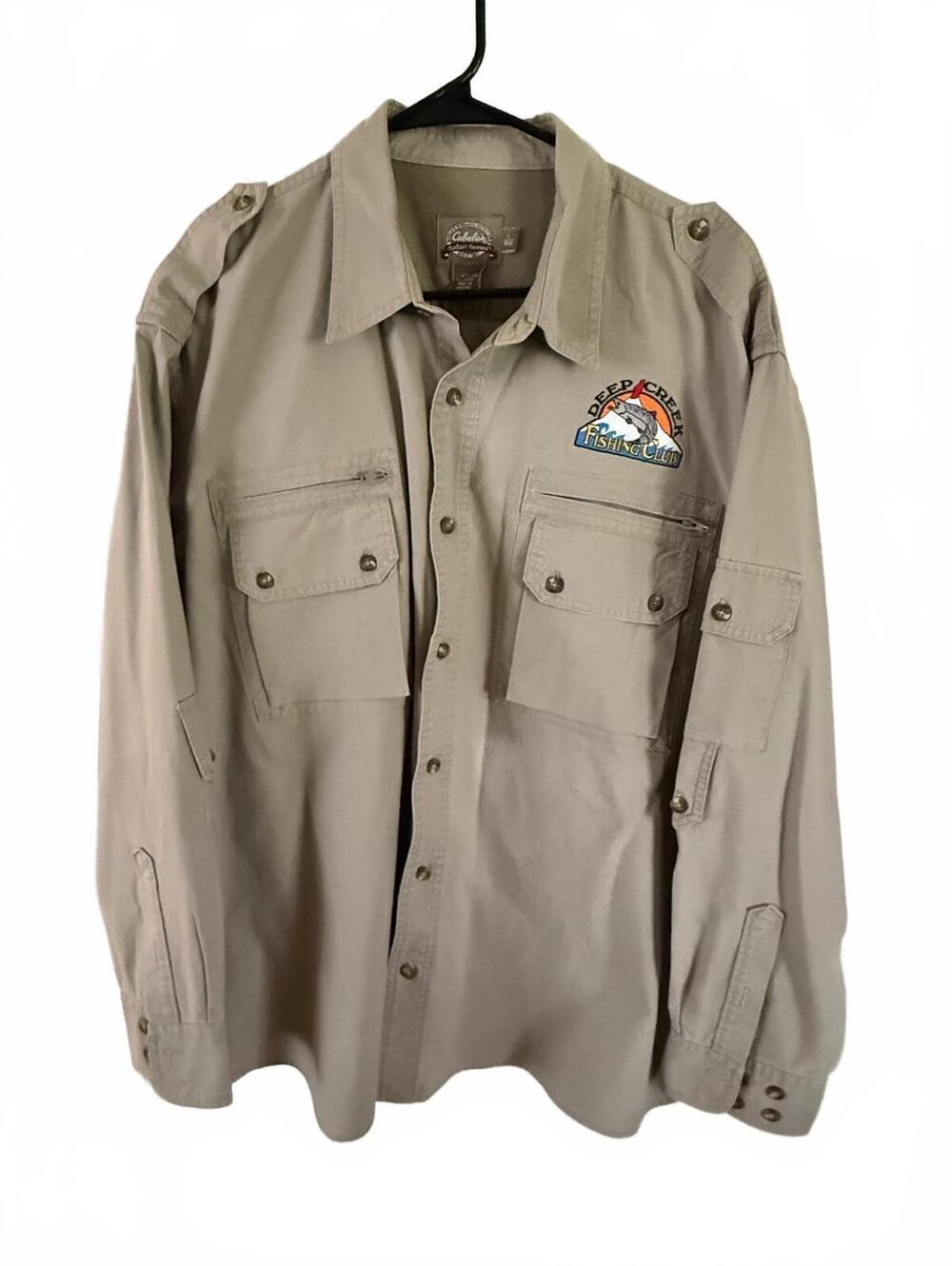 Vintage Cabela's Safari Series Fishing Club Long Sleeve Shirt Large Regular